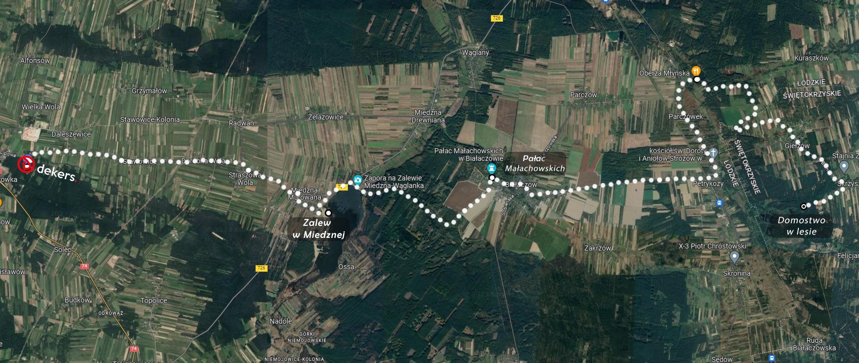mapa trasy - Trajką po mapie